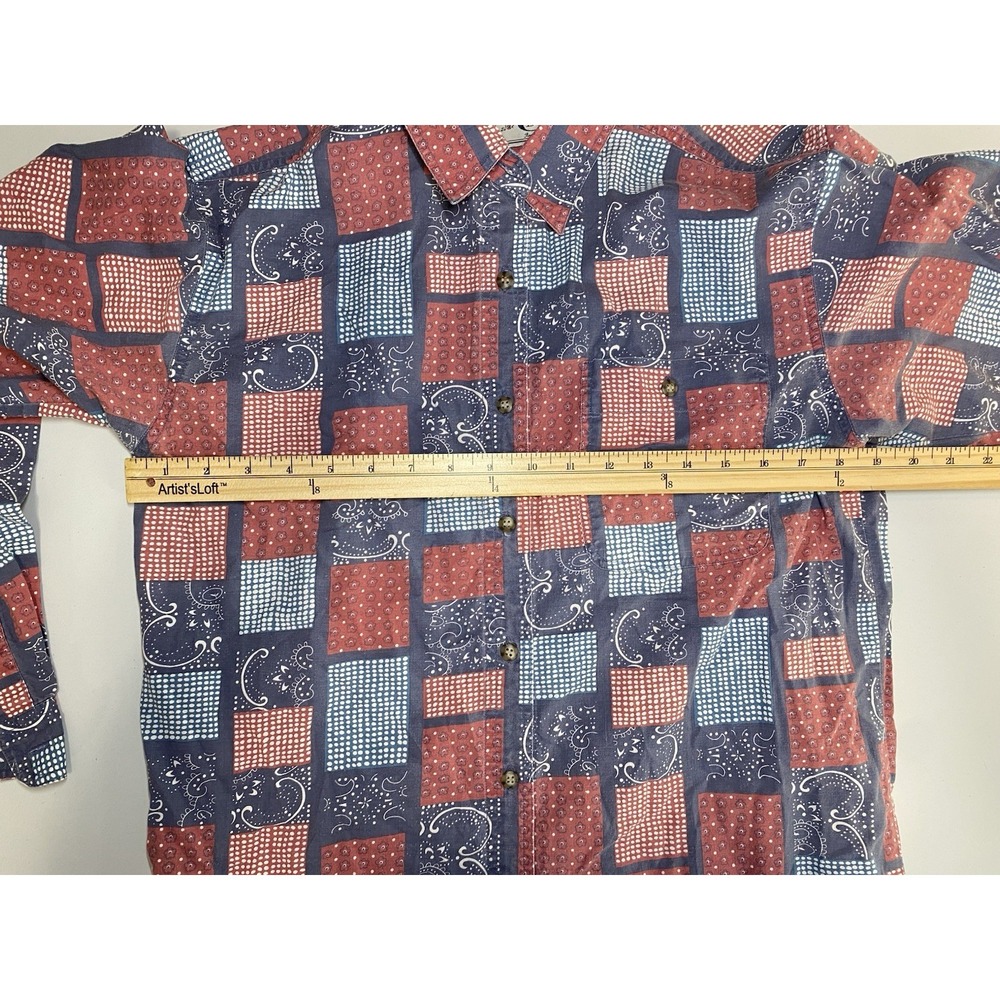 Vintage Bugle Boy Womens Bandana Shirt Size Small Western Patchwork Country 90's - Picture 7 of 13